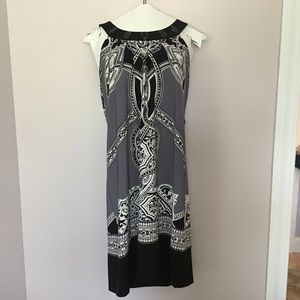 Black printed gem collared dress
